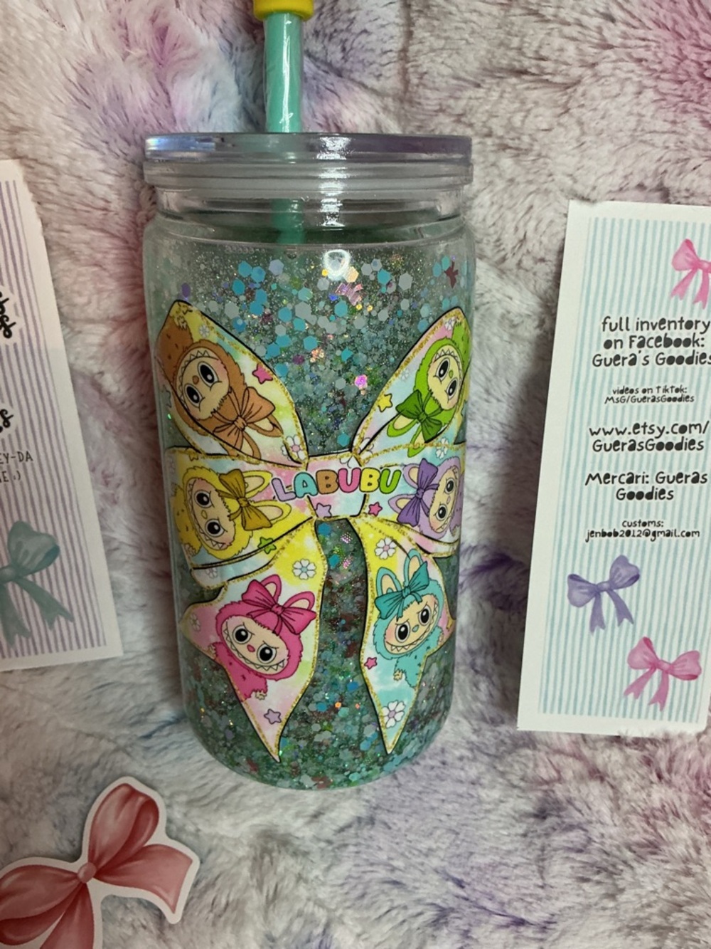 Glitter Snow Globe Tumbler- 16oz Labubu themed
